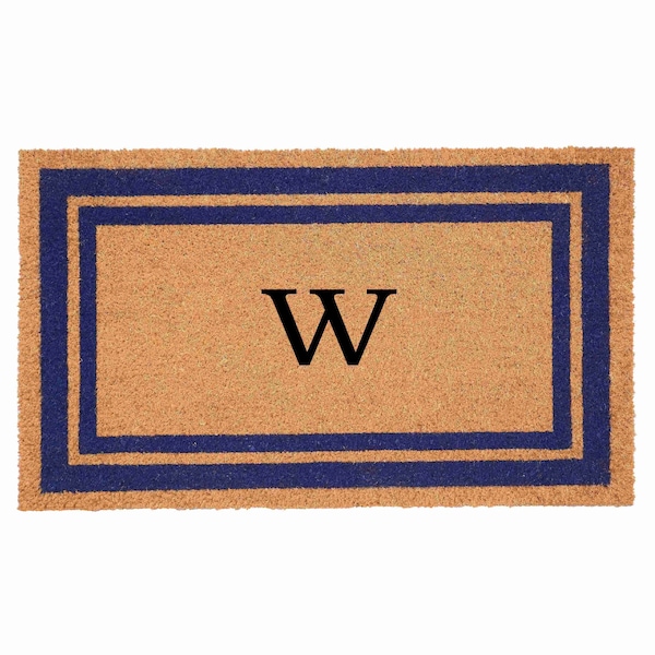Calloway Mills Monogram Door Mat, Natural, Dark Blue, 24 in W x 36 in L 153002436W - main
